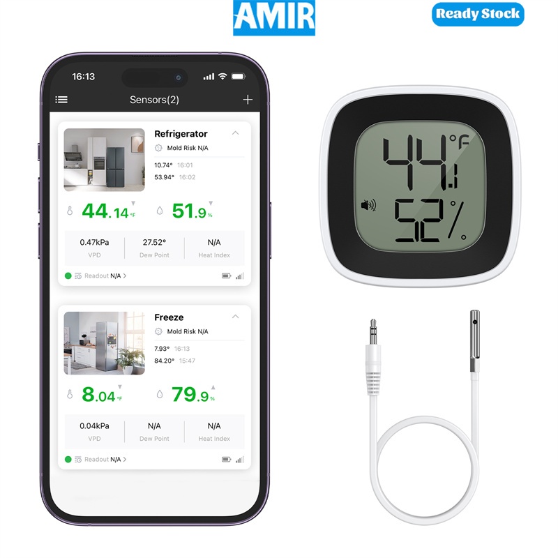 AMIR Bluetooth Refrigerator Thermometer Smart Temperature Monitor