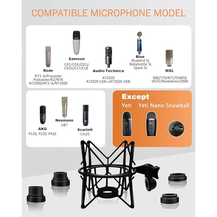Microphone Shock Mount Mic Holder - Anti Vibration Spider Shockmount ...