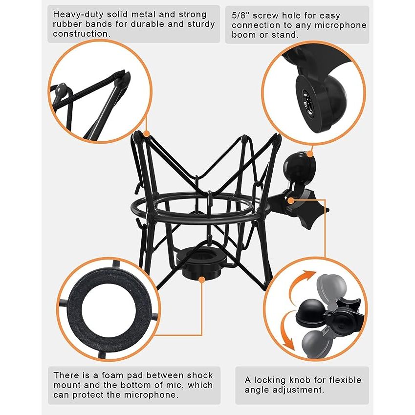 Microphone Shock Mount Mic Holder - Anti Vibration Spider Shockmount ...