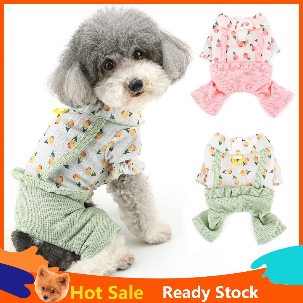 SELMAI Dog Clothes Overall for Small Dog Floral Pet Jumpsuit with D ...