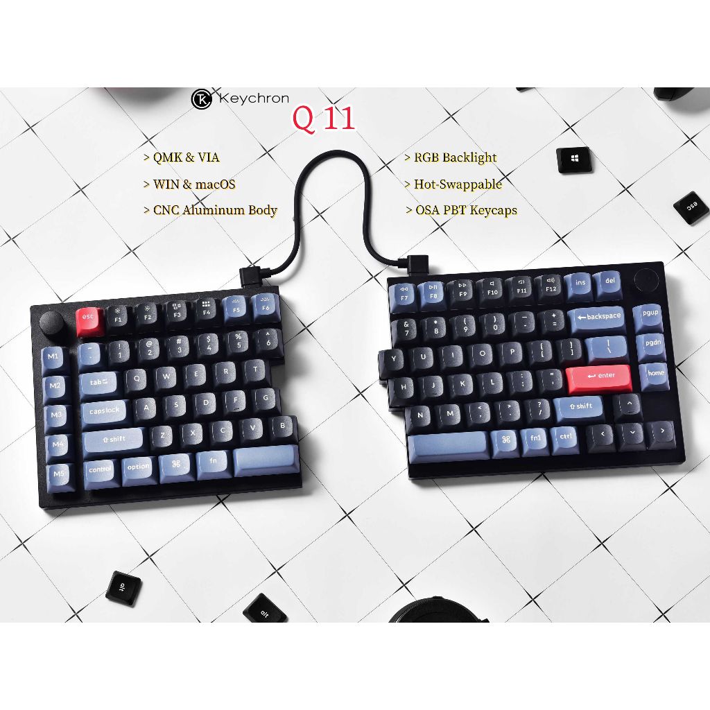 Keychron Q11 (75% Layout and a split design) Knob Wired QMK/VIA Custom ...