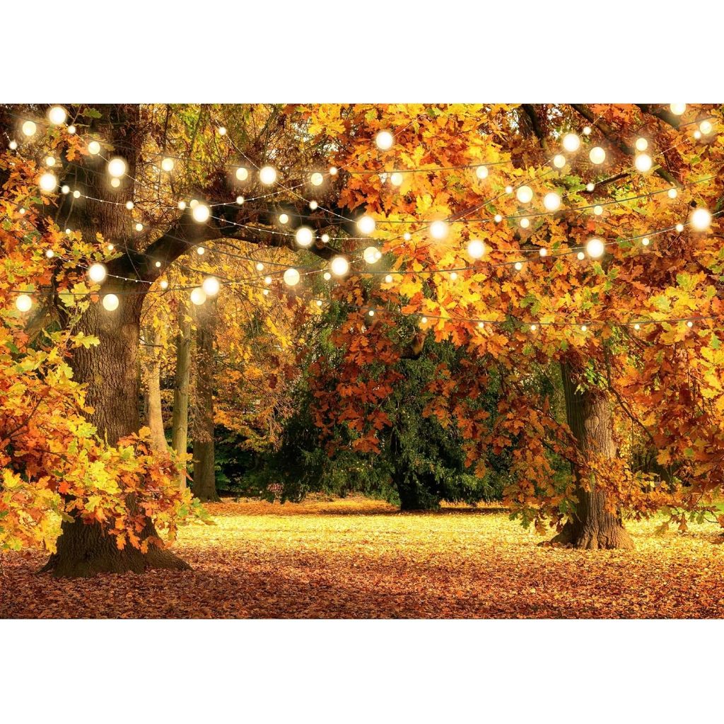 Polyester fabric Fall Forest Backdrop Autumn Tree Scenery Natural ...