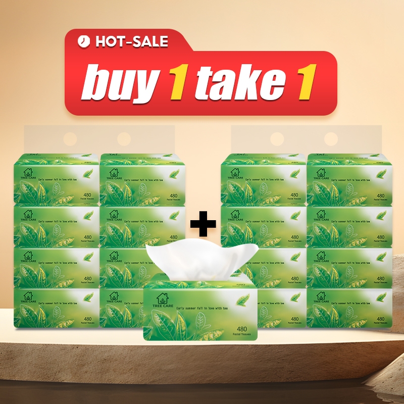 TREE CARE【20pack】Organic green tea 20 Packs Facial Tissue Paper Tissue ...