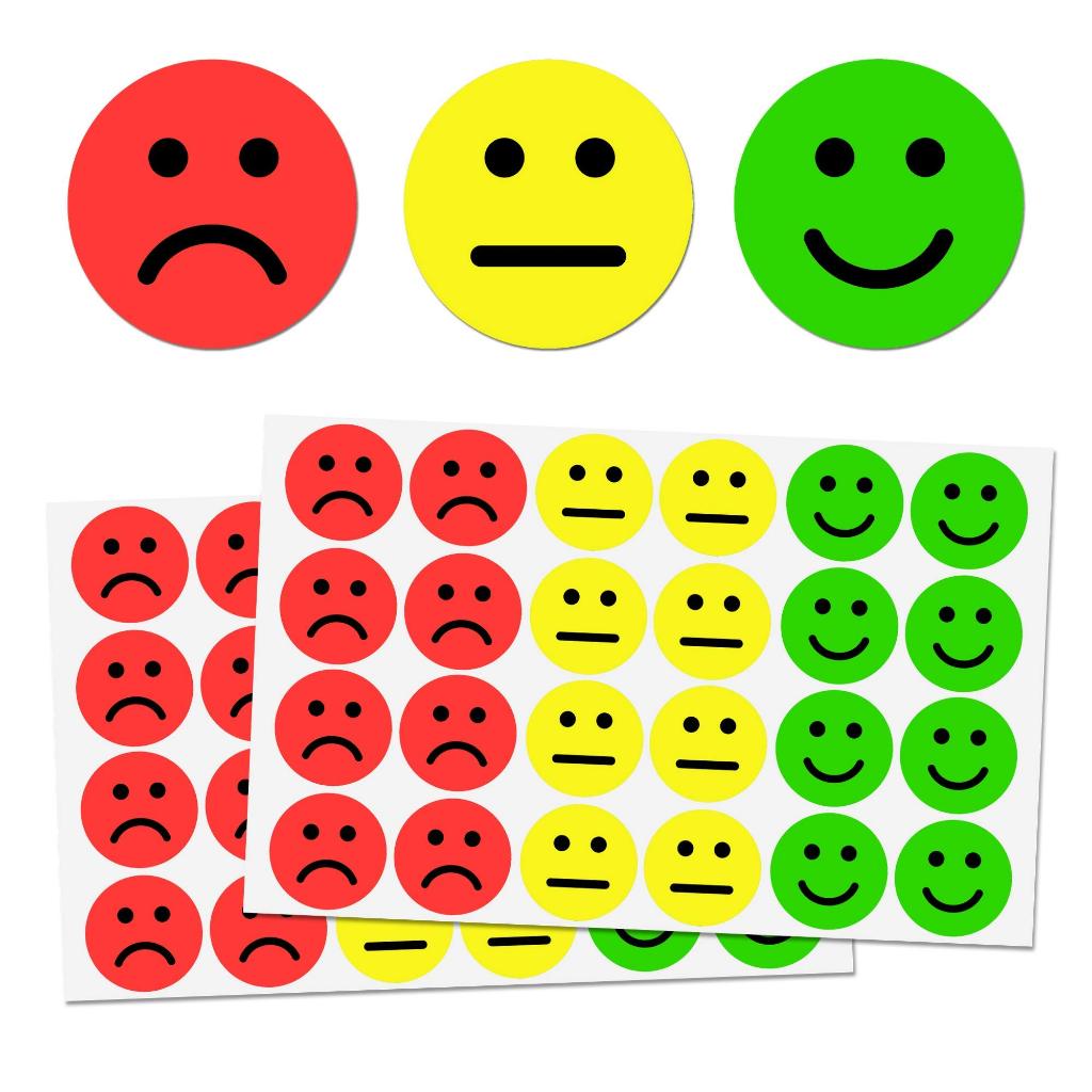 240 Pcs/Pack 1 Inch Round Smile Face Sticker Red Yellow Green Emoticon ...