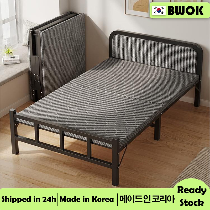 Folding Bed Portable Bed Single Bed Easy To Fold Without Installation Home  Office Folding Bed Single Foldable Bed Strong Iron Bed Dormitory Hard Board 