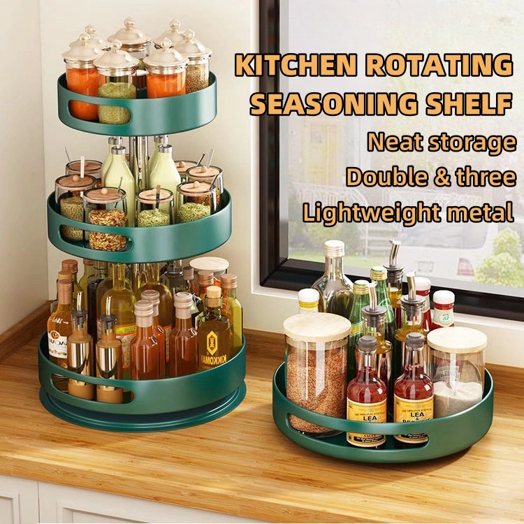 Metal Material 360°Rotating Spice Rack Storage Tray for Spice Sorting 2