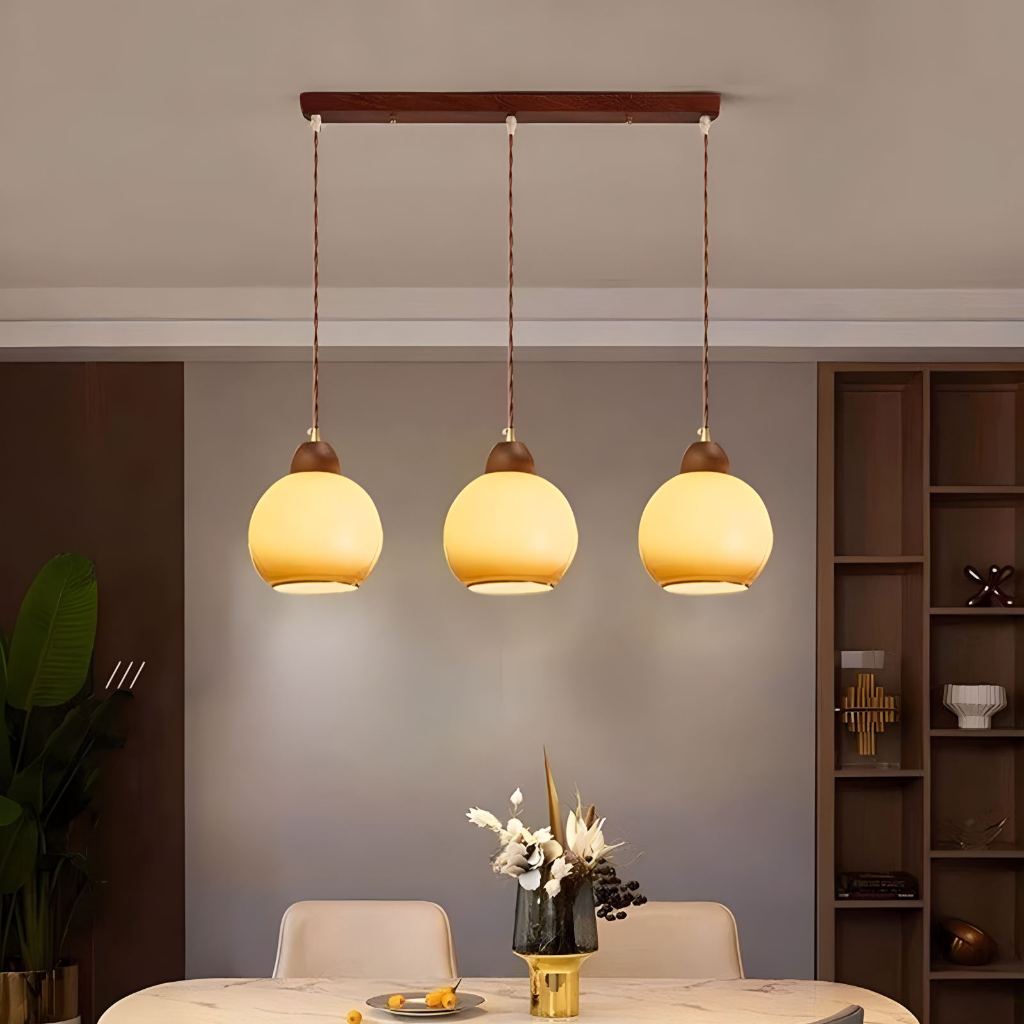 French Rustic Pendant Light Wooden Dining Room Droplights Led Nordic ...