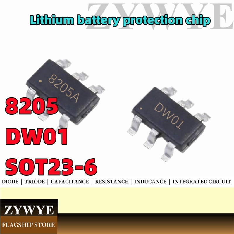 Chip 8205HA 8205L DW01 Lithium Battery Protection Chip SOT23-6 6 Pins ...
