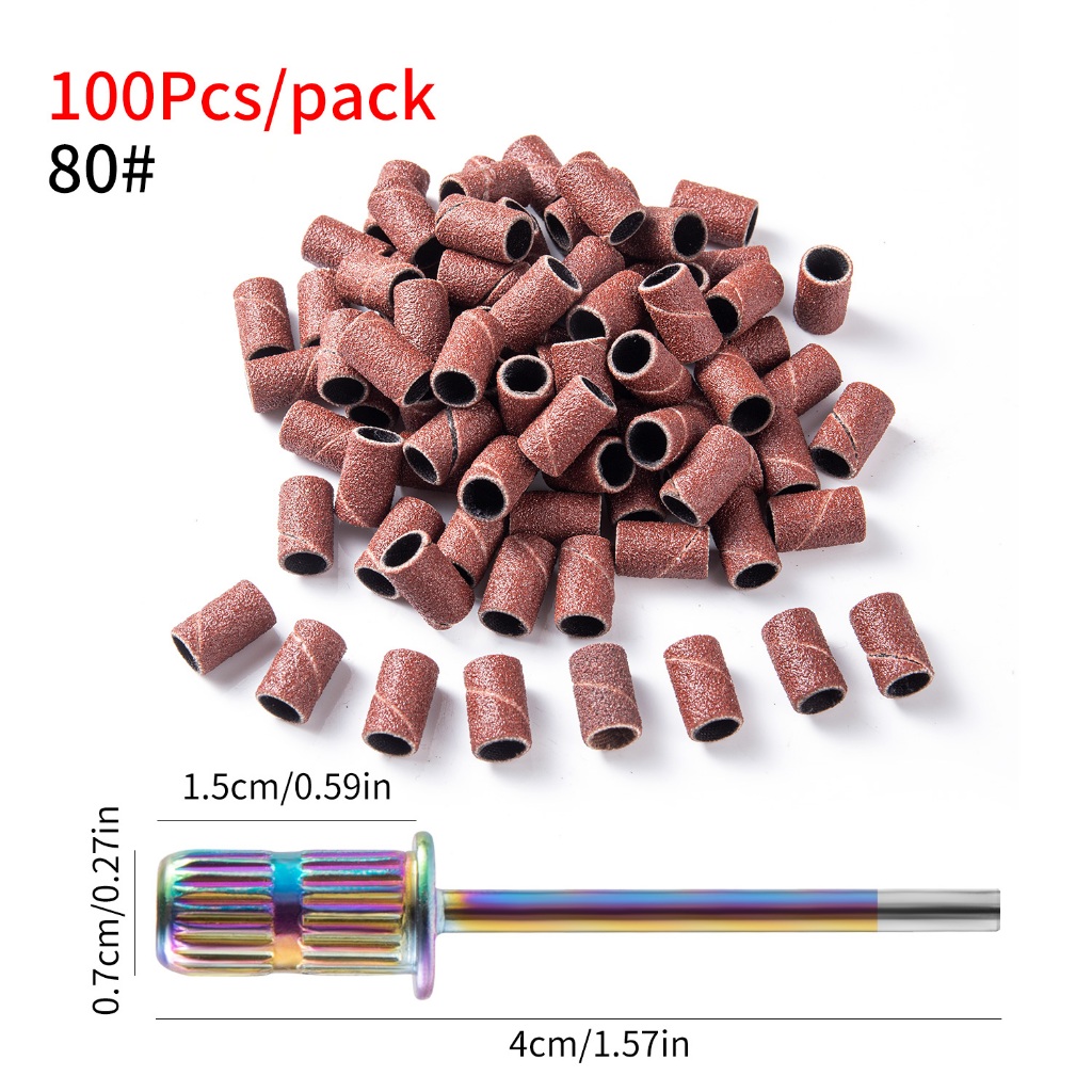 100Pcs/Bag Nail Art Sanding Bands#80#120#180 Machine Grinding Sand ...