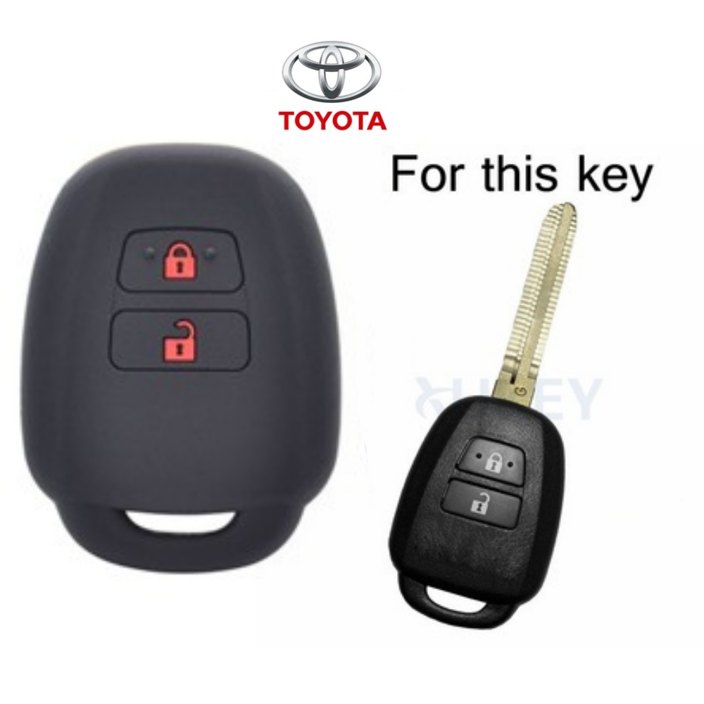 2 Buttons Silicone Car Key Case Cover Remote Fob For Toyota Aqua Ractis ...