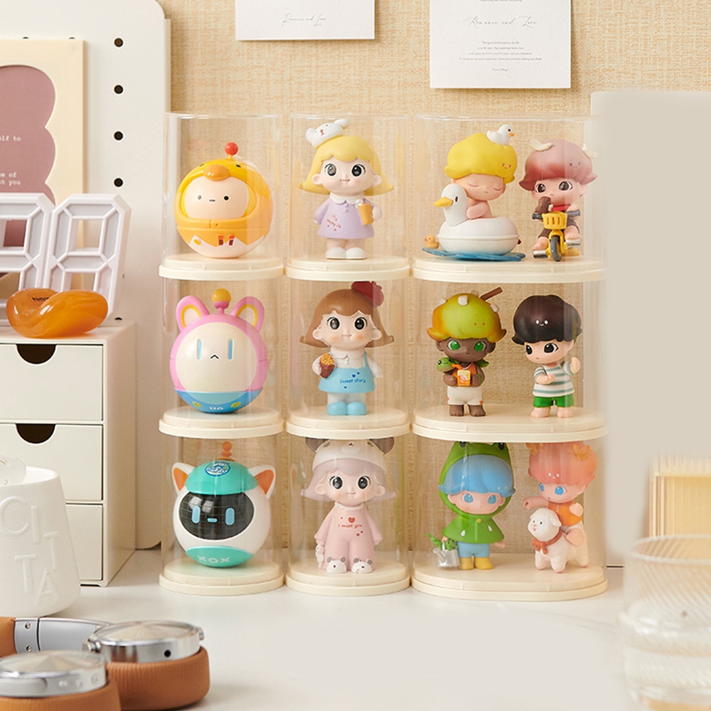 DEDETRIPE Clear Stackable Doll Display Case Storage Box Toy Model ...