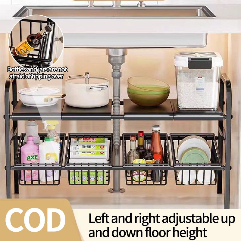 Kitchen Storage Shelf Stainless Steel Extendable Adjustable Height ...