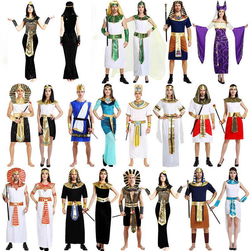 Women Men Ancient Egyptian Clothes Adult Halloween Party Cosplay Egypt ...