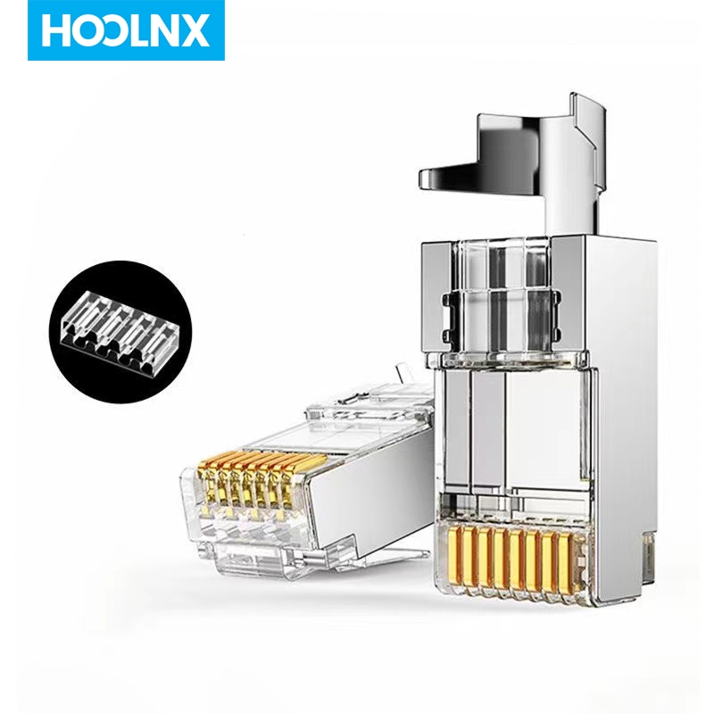 HOOLNX CAT7 RJ45 Connector With Load Bar, Two-Piece Suit 10Gbps STP ...