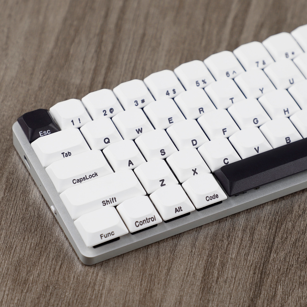YMDK Slim Low profile MX PBT Keycap Black White Side Print Dye Sub for ...