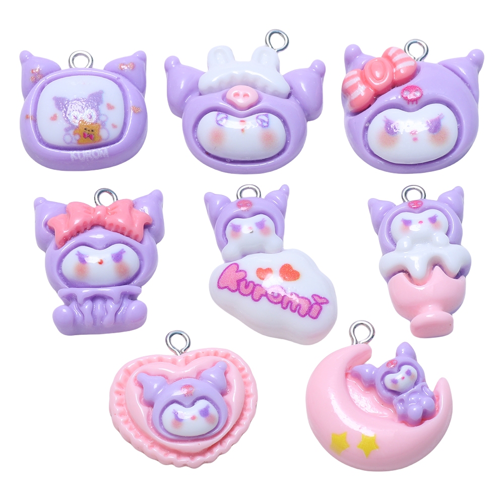 4Pcs Cute Animals Cat Rabbit Charms Resin Smiling Face Heart Love ...