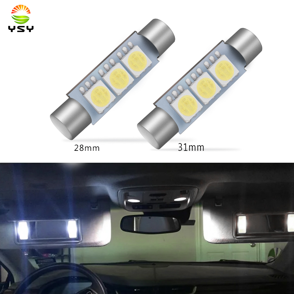 ShuoHui 10x Auto Interieur LED Lampjes – 42mm, 3 SMD 5050, Warm Wit 3000K, 12V, Vervanging Voor Oude Booglampjes