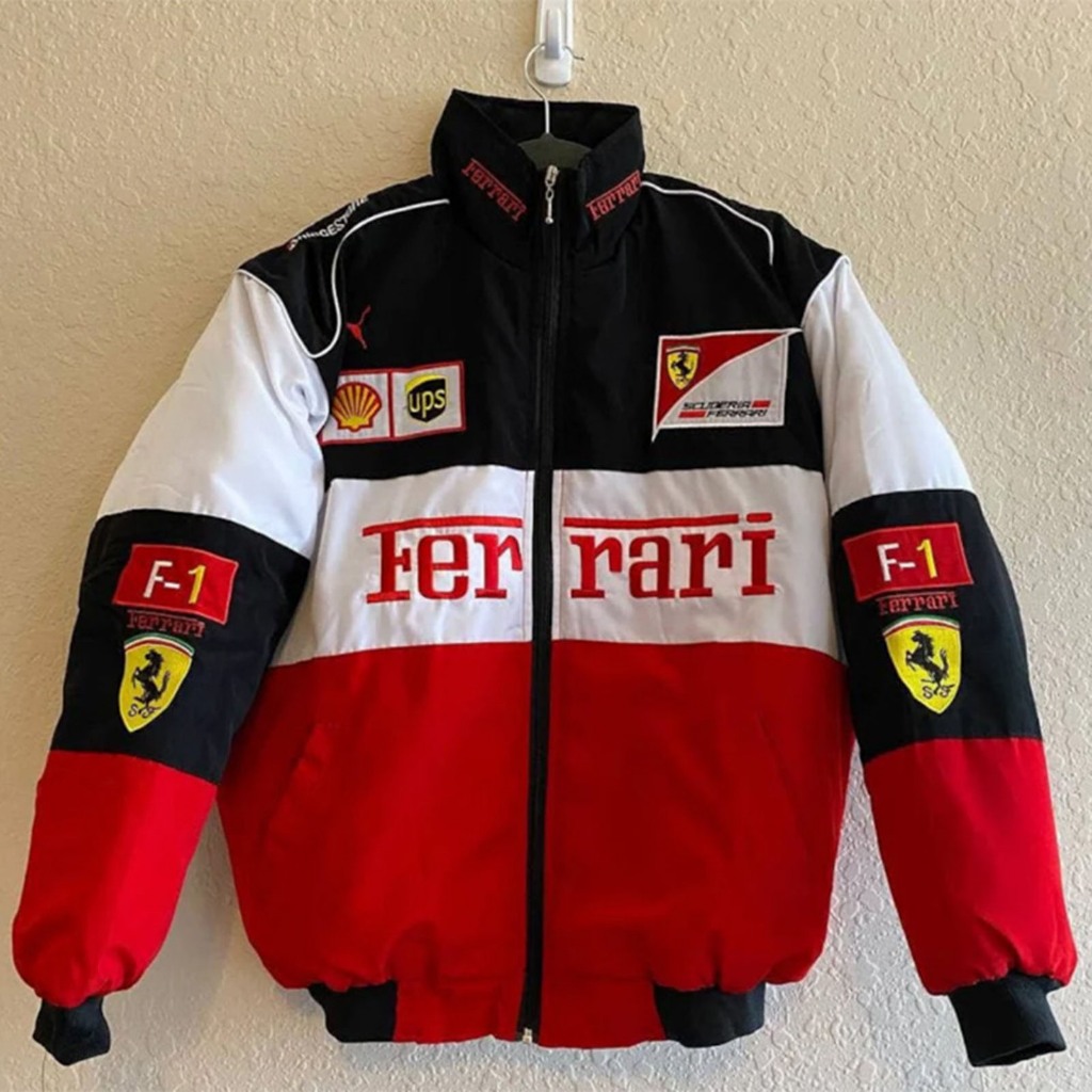F1 Retro Motorcycle Long Sleeve Embroidered Racing Jacket Ferrari ...