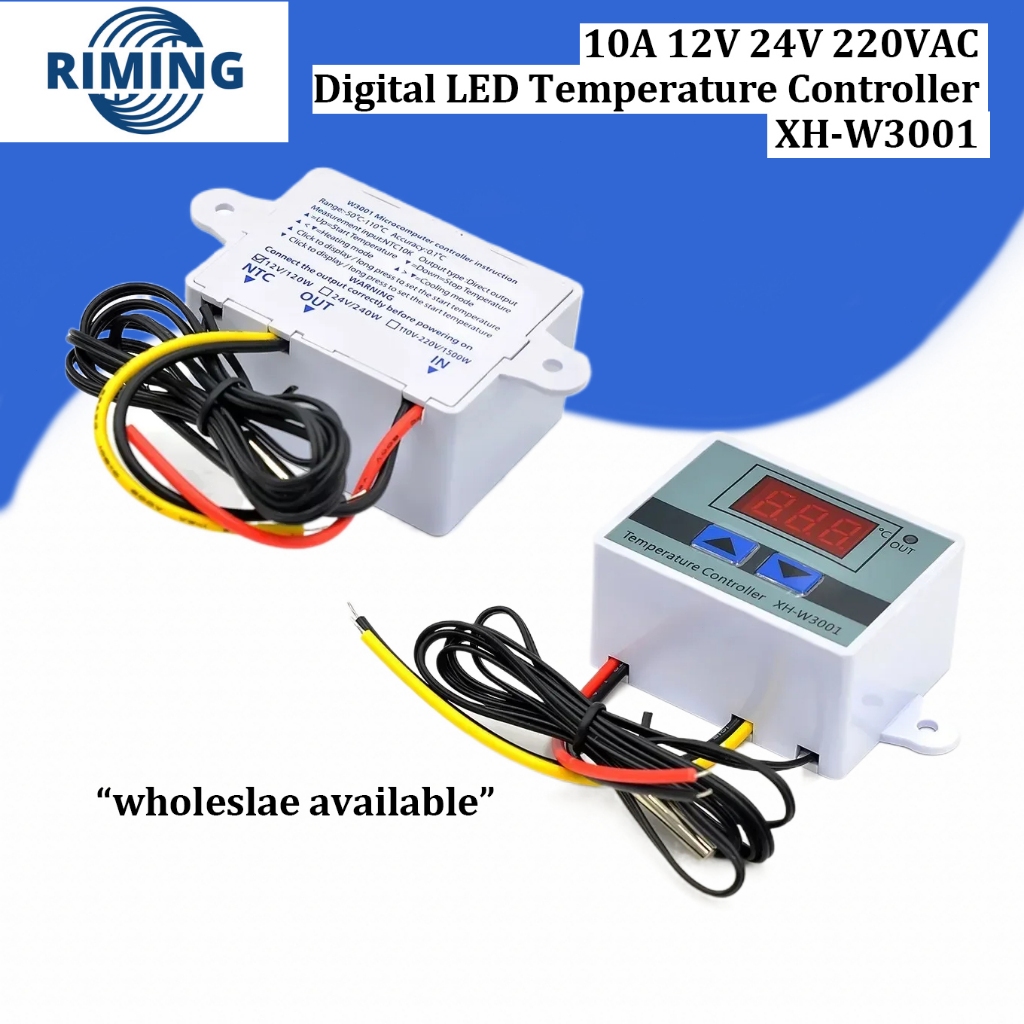 10A 12V 24V 220VAC Digital LED Temperature Controller XH-W3001 for ...