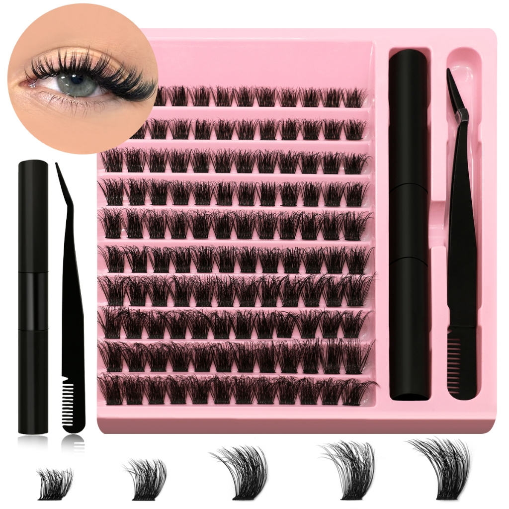 GROINNEYA Bundle Individual Eyelash Set With Glue 30D Mink Roll ...