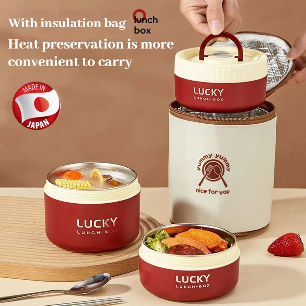 304 Stainless Steel Insulated Lunch Box Stackable Thermal Lunch Box Hot