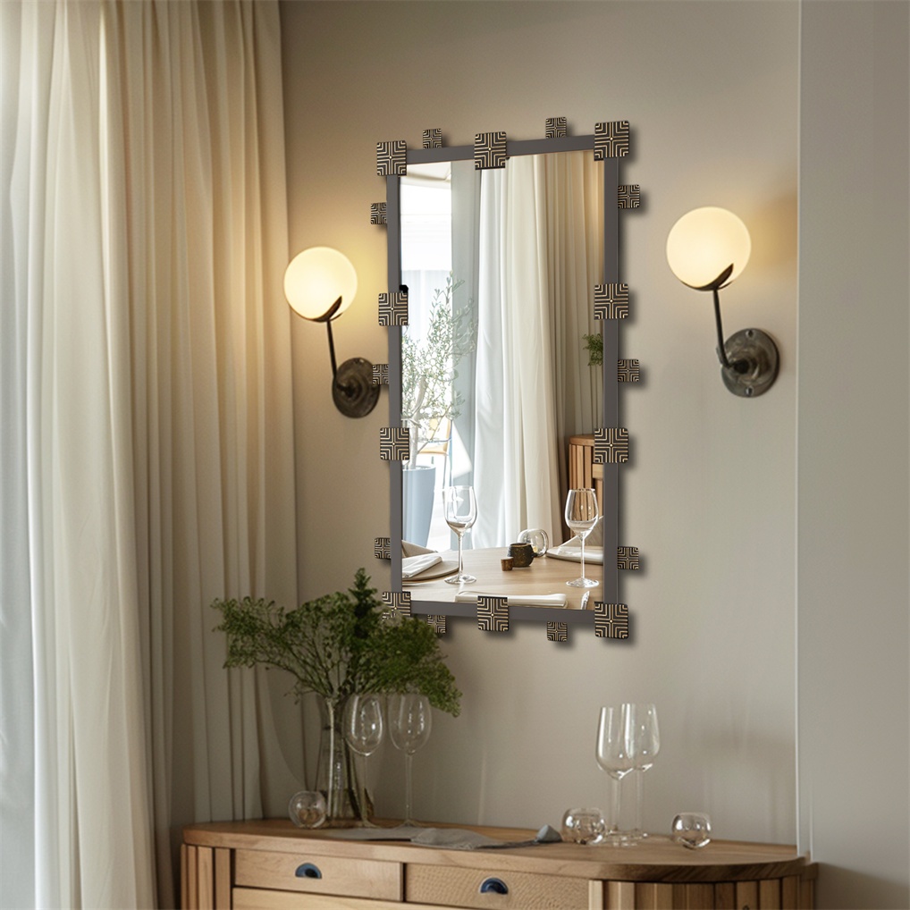 ARTLOGE Vintage Wall Mirror Rustic Industrial Rectangle Accent Mirror ...