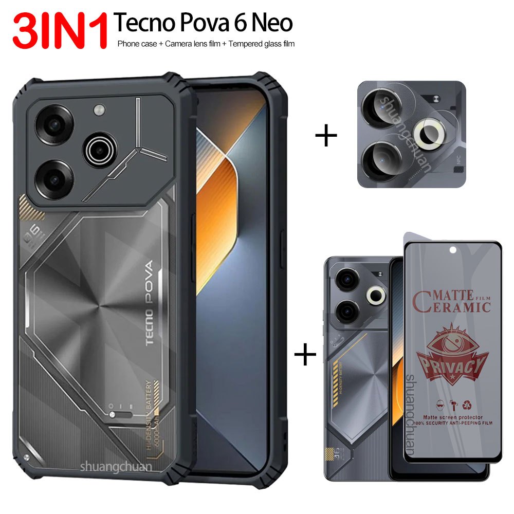 3in1 for Tecno Pova 6 Neo phone case pova 6 neo Ceramic protective film ...