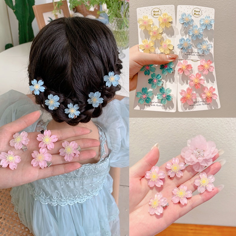 5PCS Cute Sweet Sakura Baby Hairpins Kids Hair Clips Children Headwear  Princess Barrette Girls Hair Accessories