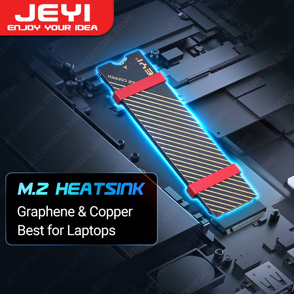 JEYI M.2 Copper SSD Heatsink with Graphene Layer, M2 NVMe NGFF 2280
