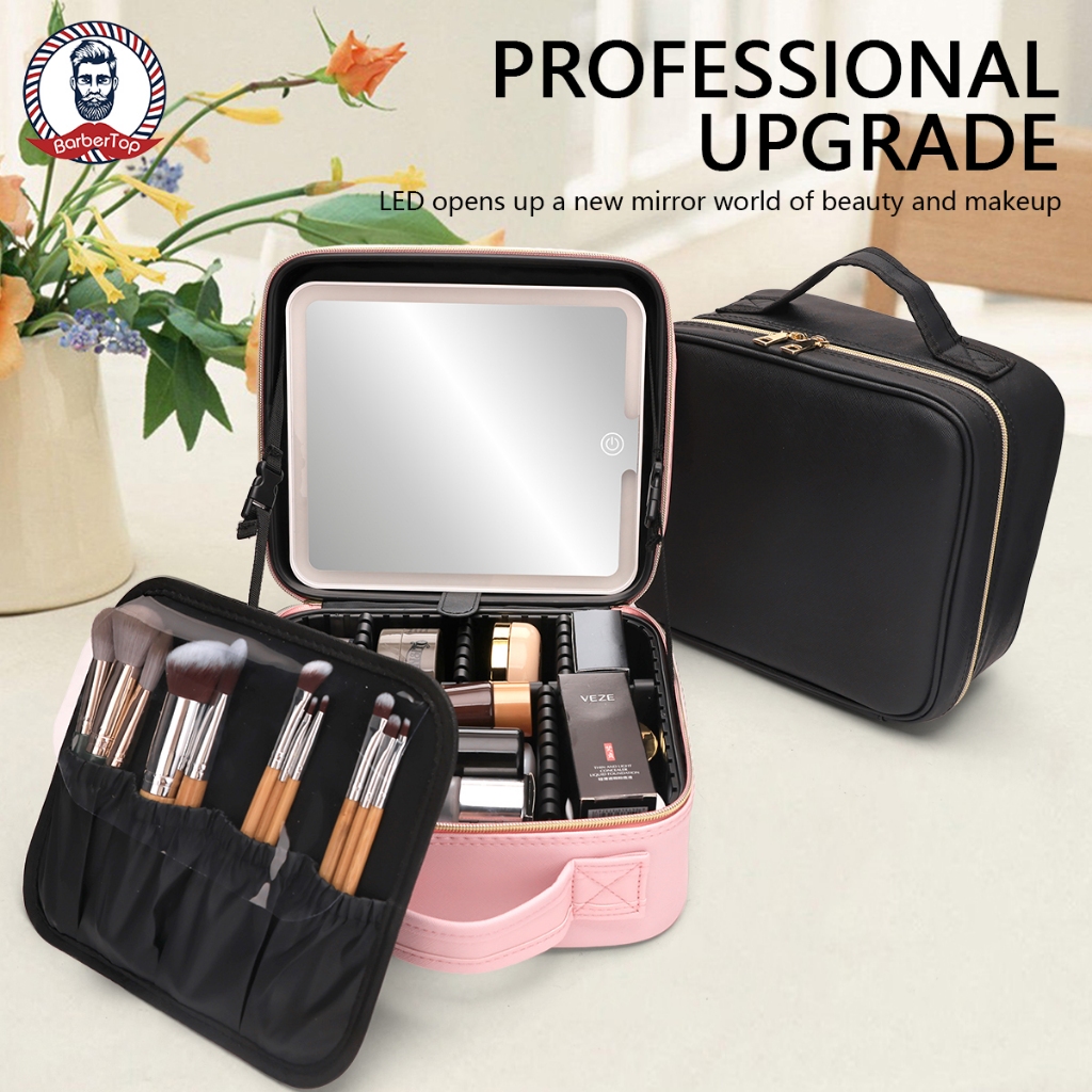 Ready in stock #LED lighted mirror cosmetic box with mirror cosmetic ...