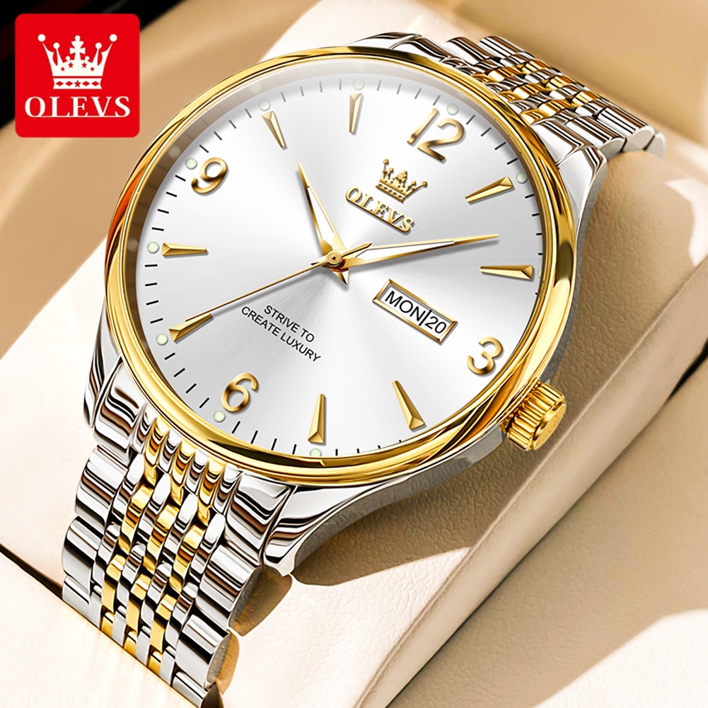 OLEVS Watch For Men Waterproof Original With Box Relo Stainless Steel Strap Gold Silver Watch 2928 Shopee Philippines