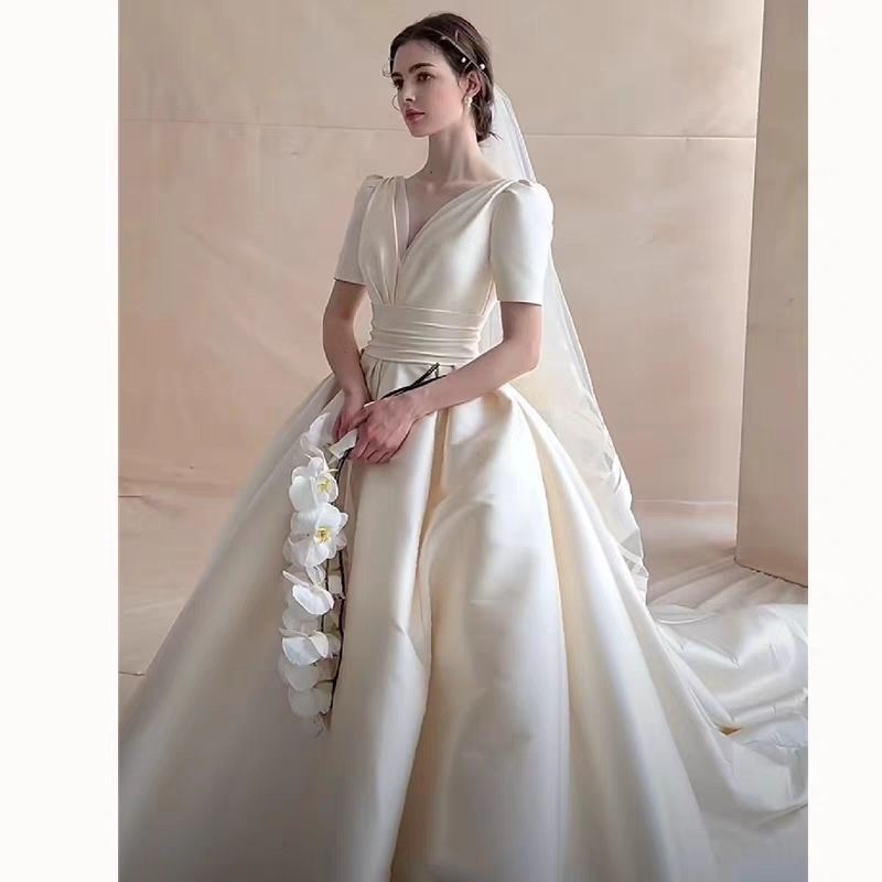 Conservative Wedding dress Satin Wedding Dresses Full Sleeve Muslim ...