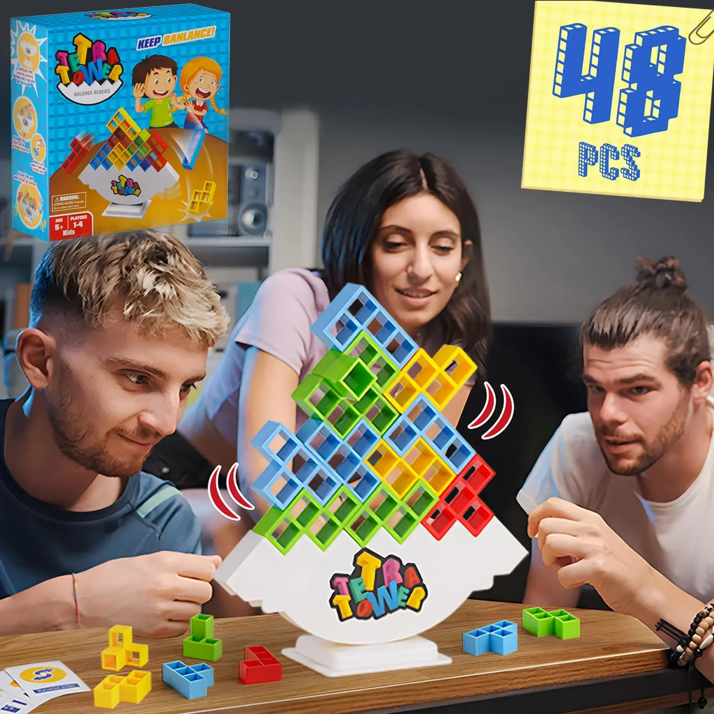 48PCS Tetra Tower Fun Balance Stacking Building Blocks Board Game for ...