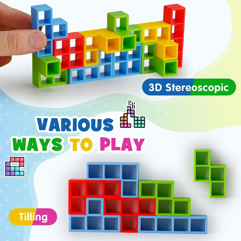 48PCS Tetra Tower Fun Balance Stacking Building Blocks Board Game for ...