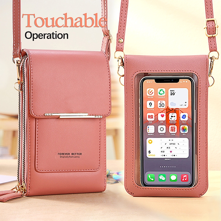 Cell Phone Touchable Leather Phone Bag Phone Holder Touch Screen
