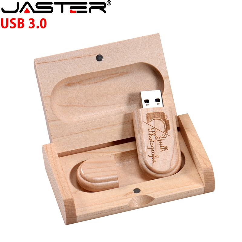 JASTER USB 3.0 flash drive Free custom logo Wooden box Pen drive Wood ...