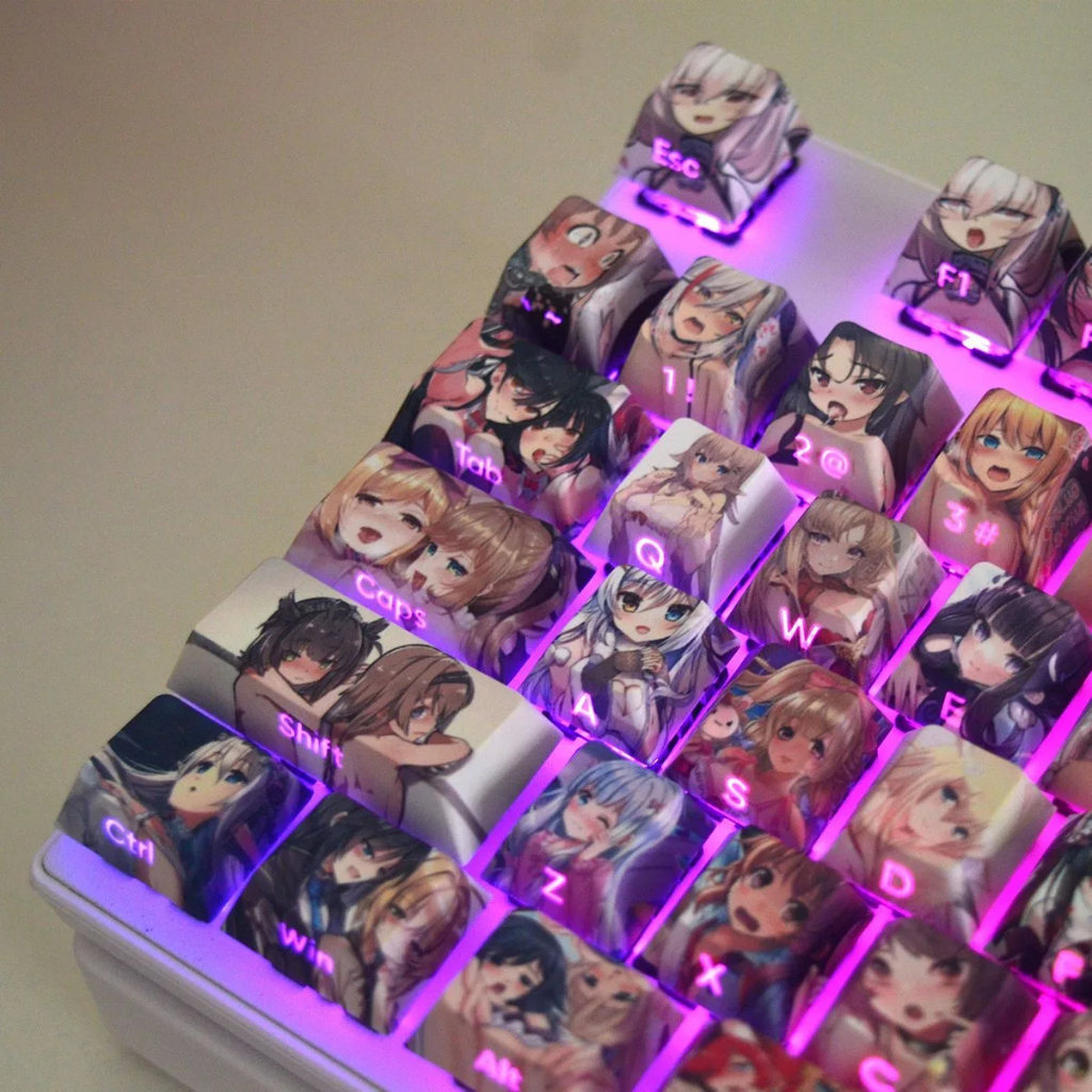 135 Style Key Ahegao Keycap PBT Sublimation Japanese Anime Keycap for ...