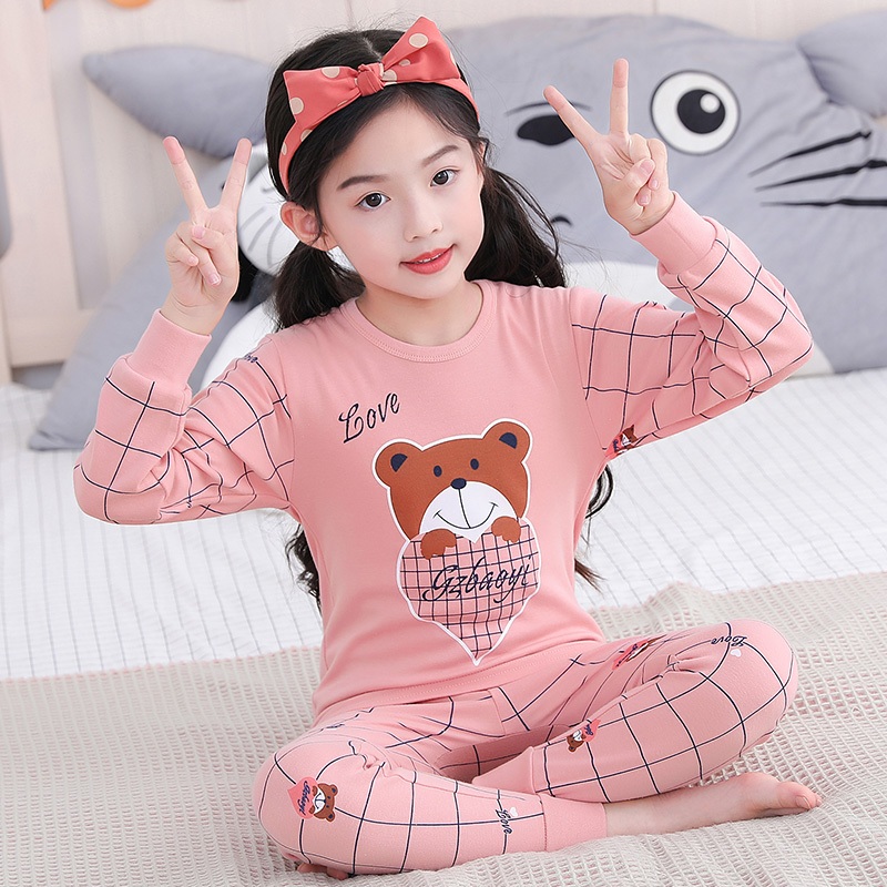 2 15Years Pyjamas Kids Boy Girl 100 Cotton Sleepwear Set Long Sleeve Top Long Pants Sleep Wear Set Shopee Philippines