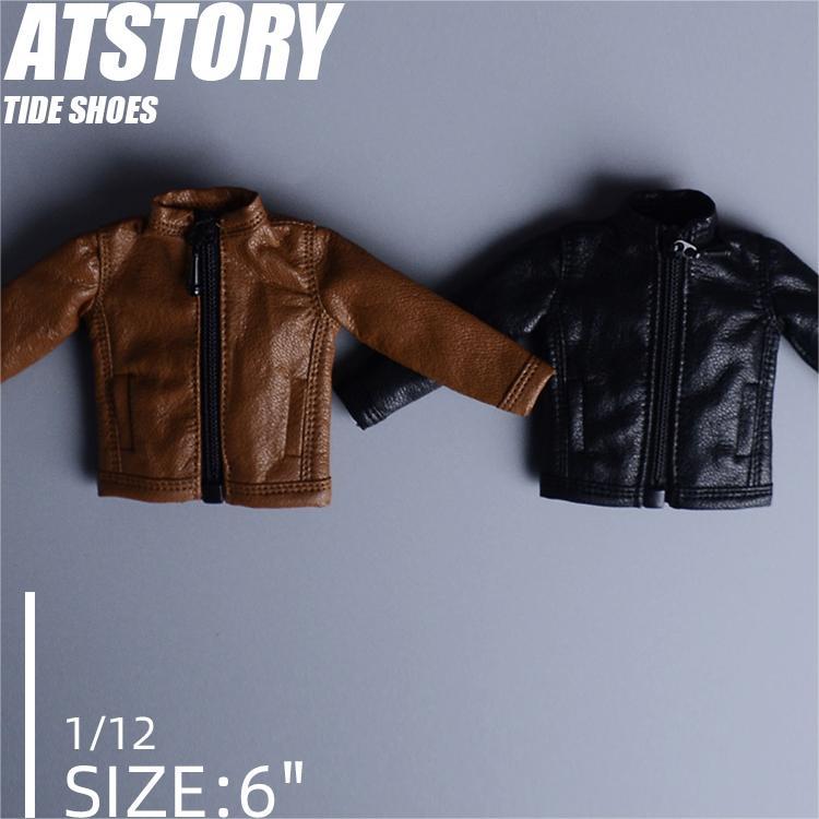 1/12 Scale Leather Coat Jacket Clothes For 6 inches Male Action Figure ...