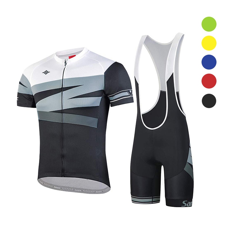 Santic Men Cycling Suit Cyling Jersey Bib Shorts Pockets MTB Bike