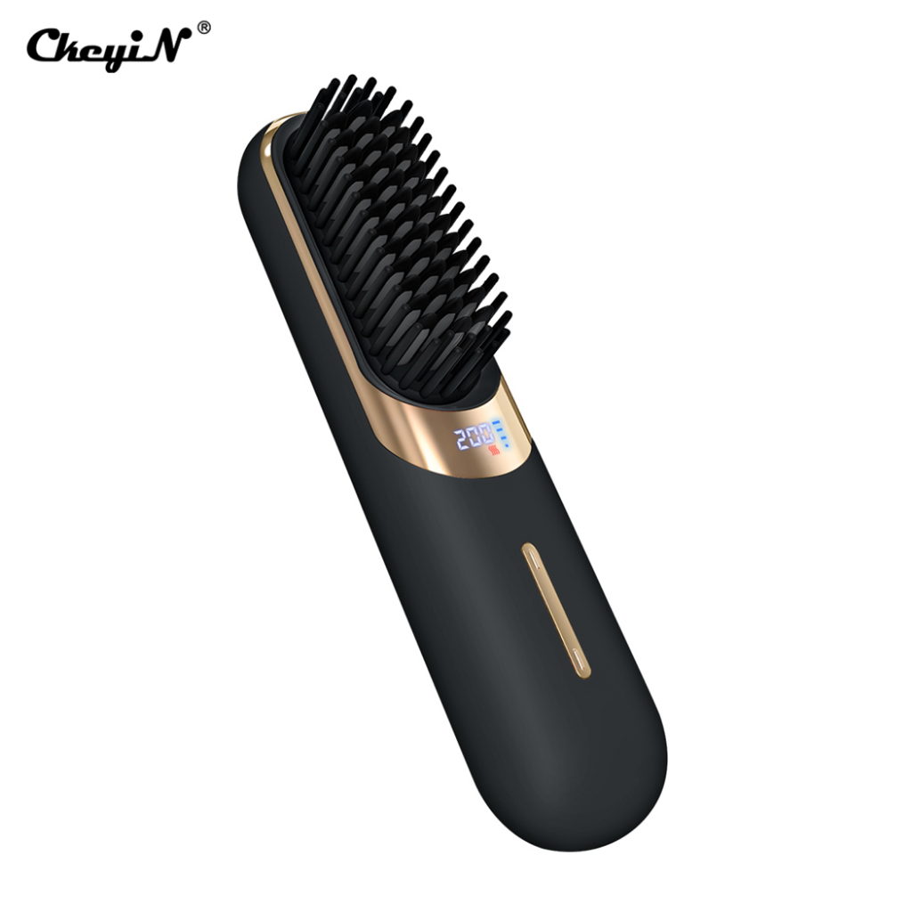 CkeyiN Hair Straightener Comb Negative Ion Hair Brush Wireless Cordless ...