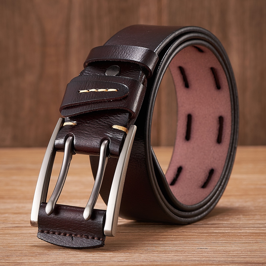 4CM Vintage Style Pin Buckle Genuine Leather Belts For Men Cowboy Male