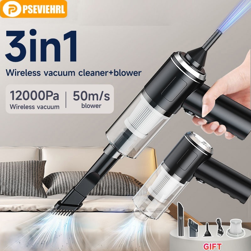 3in1 Mini Vacuum Cleaner 12000Pa Cordless Blower Vacuum USB ...