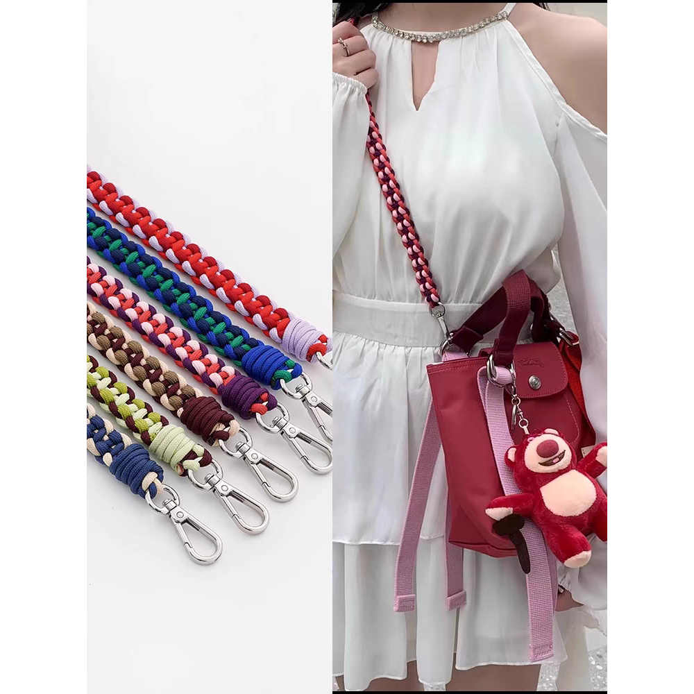 Hand woven Bag Strap Colorful Braided Rope Bag Shoulder Strap Fashion Cross body Strap Rope