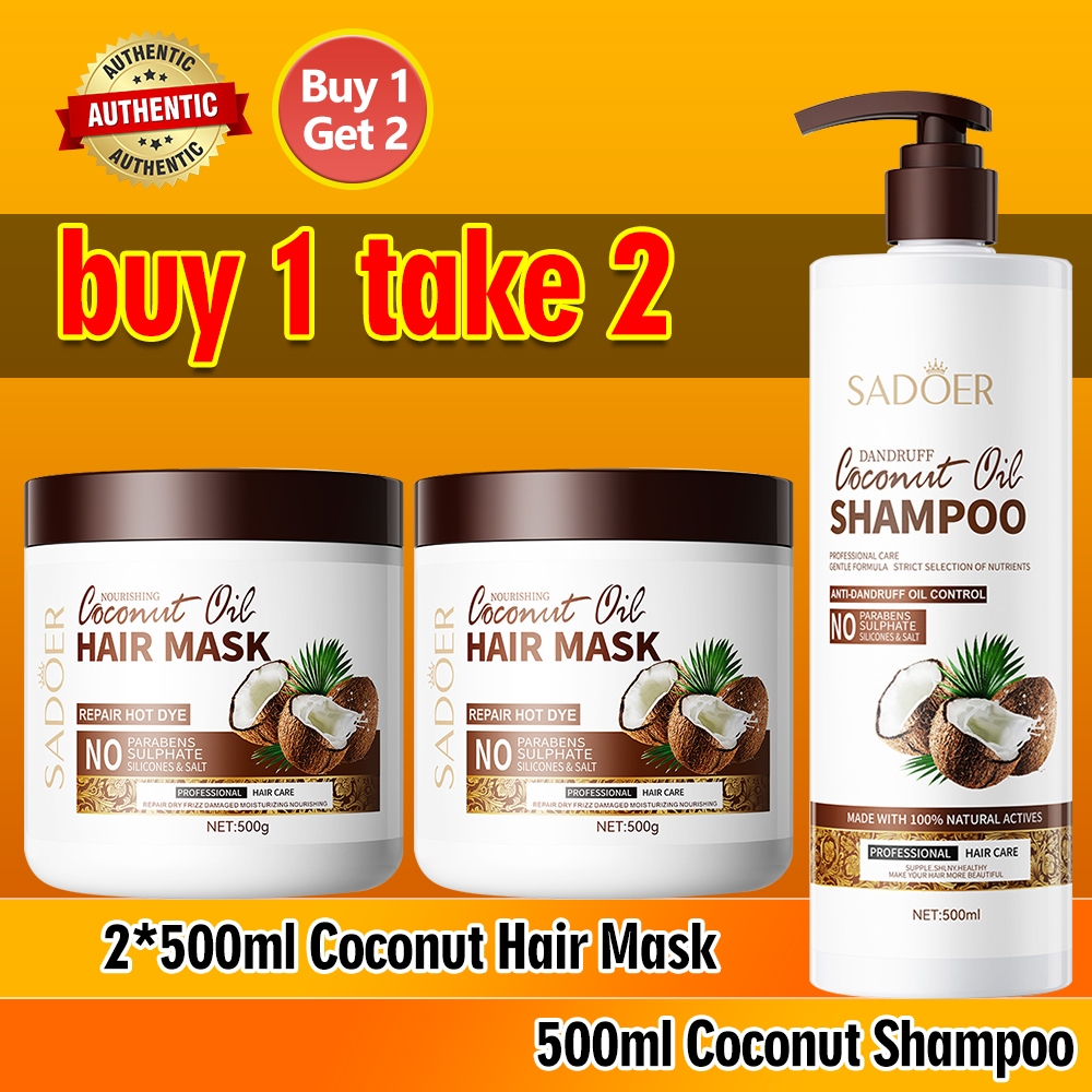 SADOER Coconut oil Hair Mask and Shampoo Treatment for Rebonded Hair and Nourishing Creamsilk