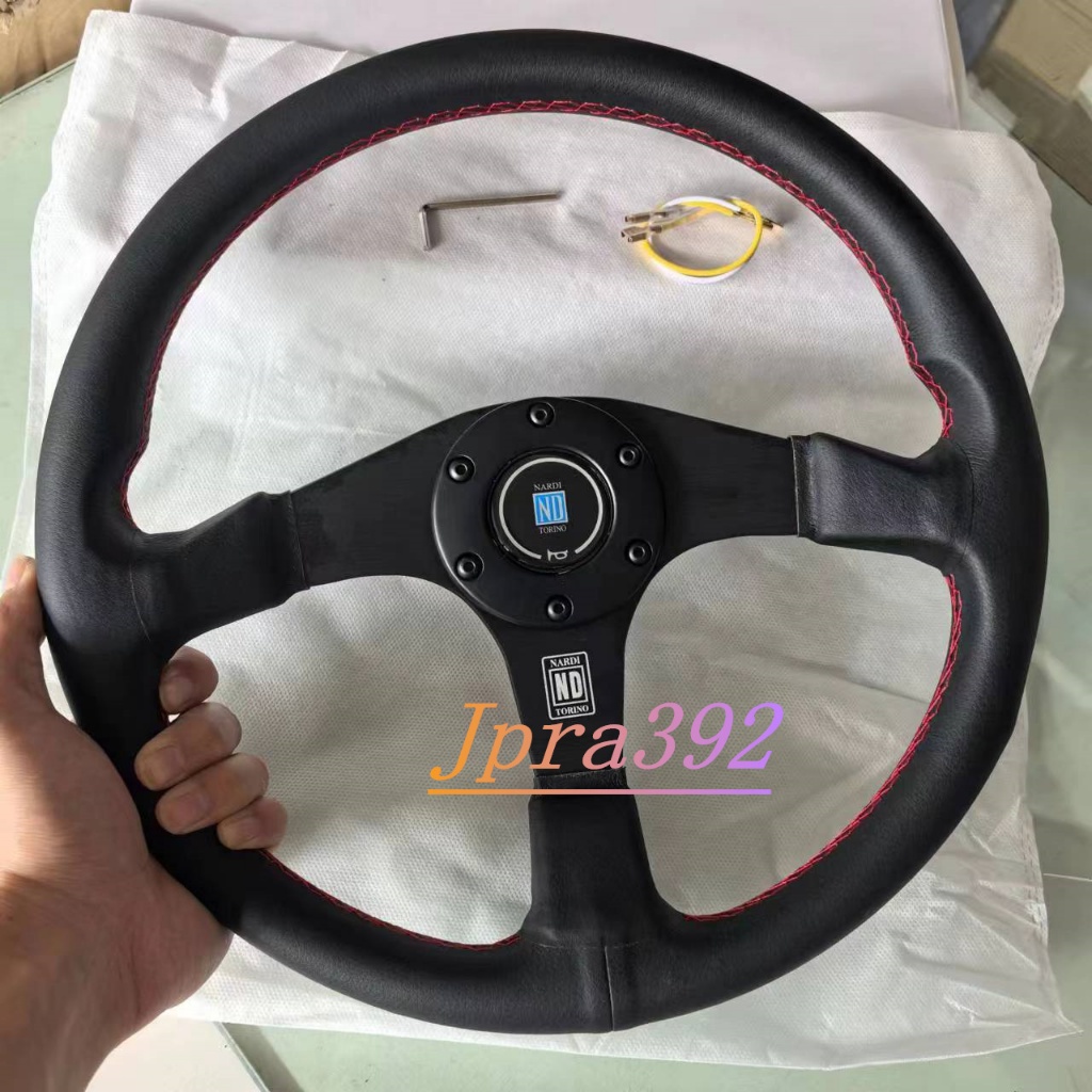 Nardi Steering Wheel, Flat Style Genuine Leather, 14-inch 345mm Racing ...