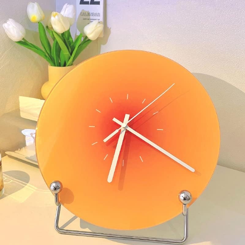 Creative Table Clock Aesthetic Sunset Wall Clock Modern Glass Silent ...