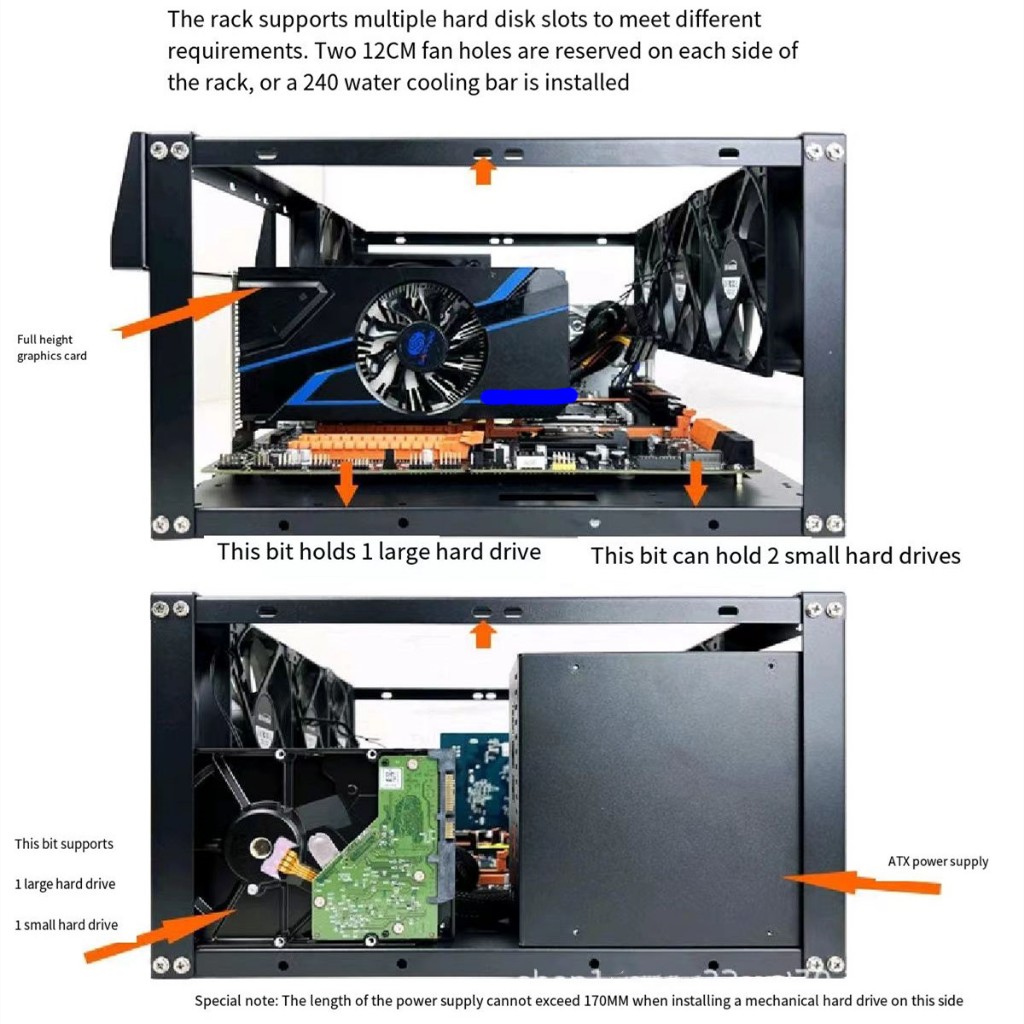 Stackable open chassis X79 X99 dual EATX motherboard bracket support ...
