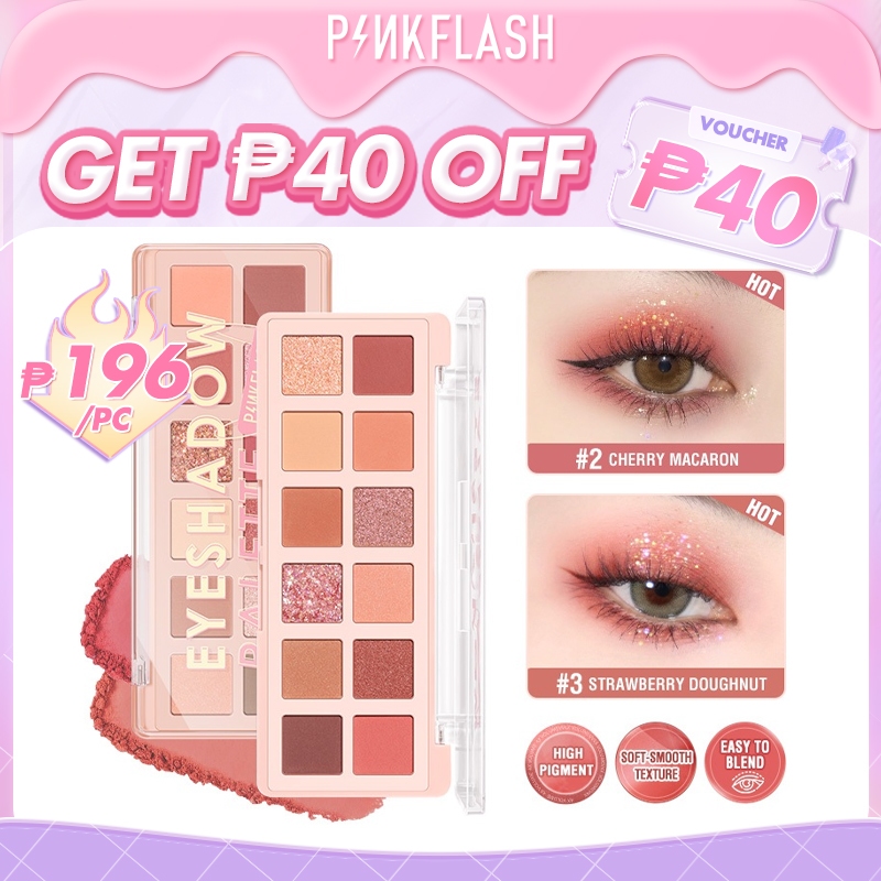 PINKFLASH 12 Shades Eyeshadow Palette High Pigment Smooth Powder Beauty ...