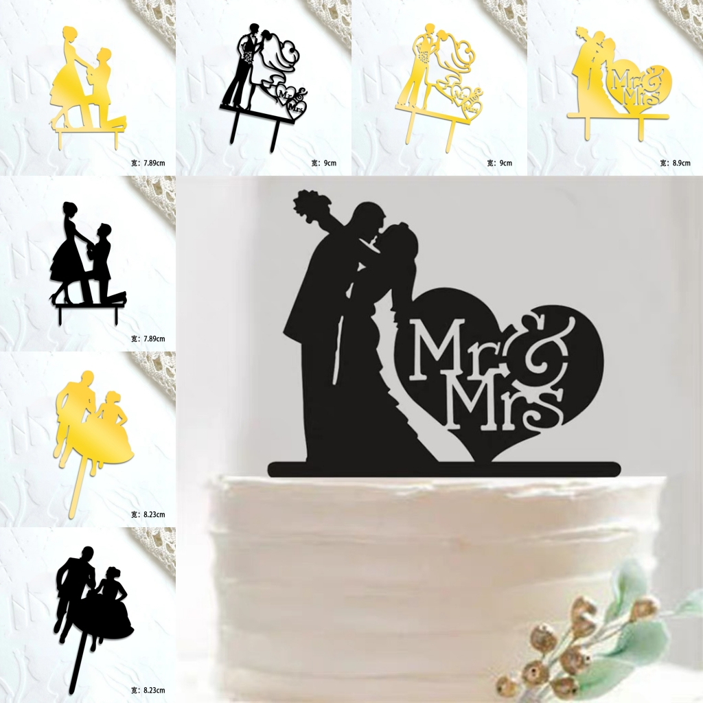 10 Pieces Mr & Mrs Acrylic Cake Topper, Bride and Groom Sign Wedding ...